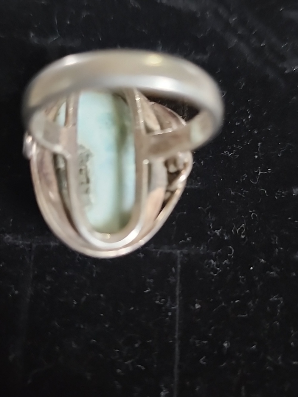 Vintage sterling silver ring size 8 with blue Larimar stone Fine Jewelry - Picture 6 of 6